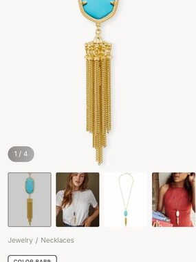Kendra Scott Gold Tassel Necklace with Turquoise Stone